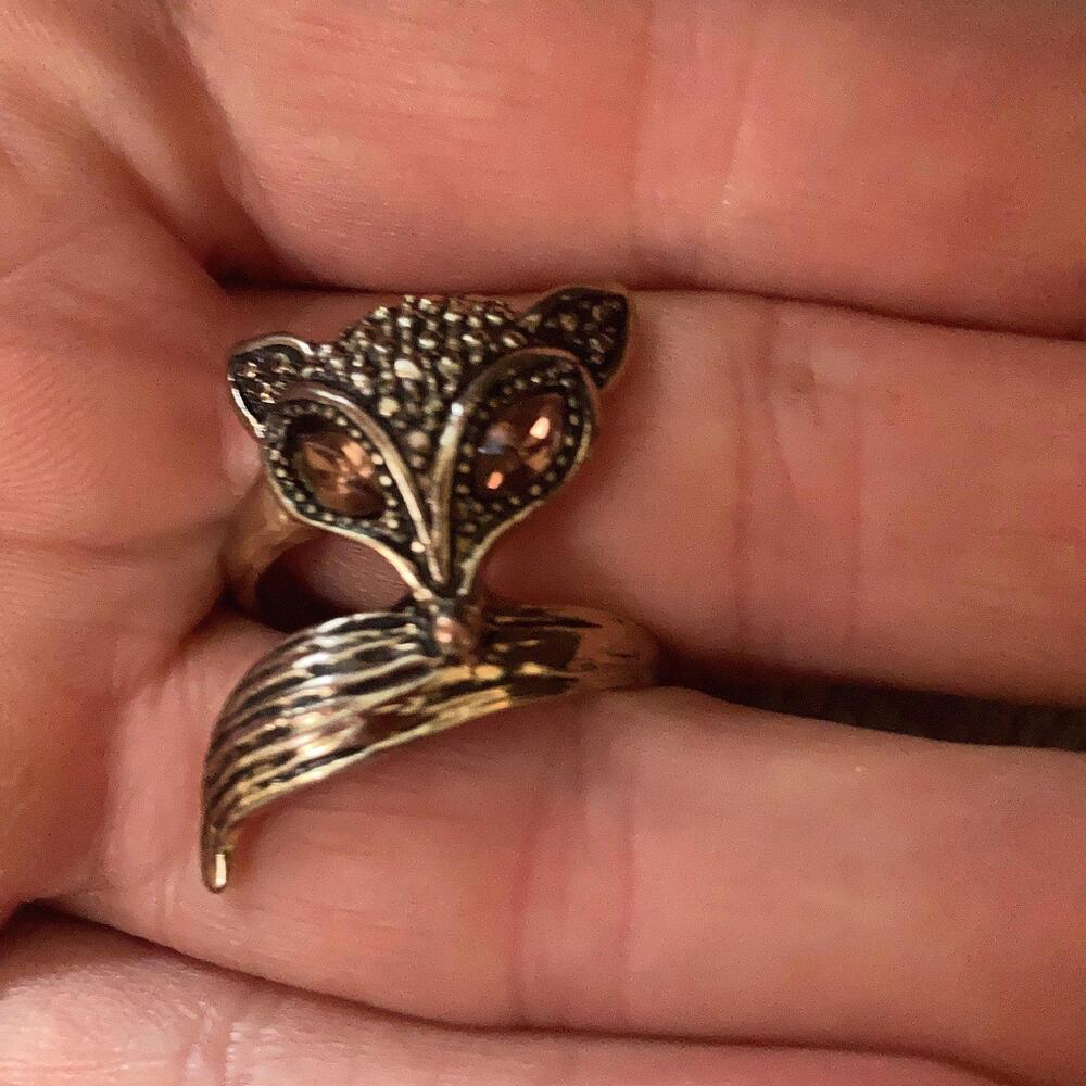 Sexy fox ring Amber rhinestones